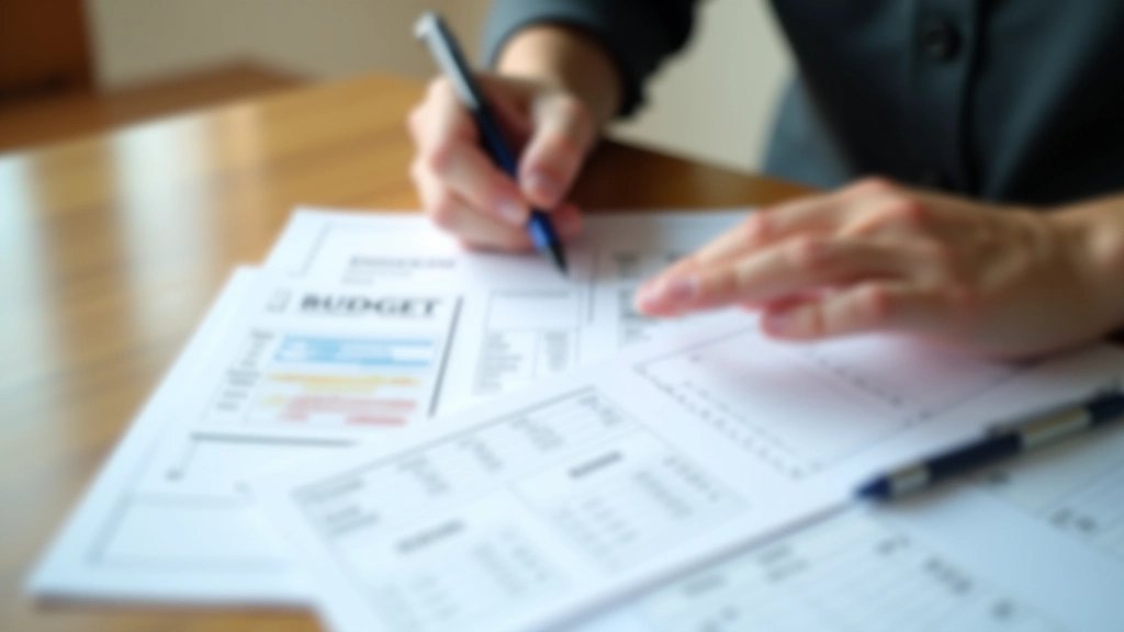 Budget planning chart with different spending categories and allocated amounts written clearly