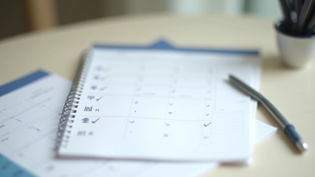Calendar marked with monthly budget review dates and notes about spending patterns