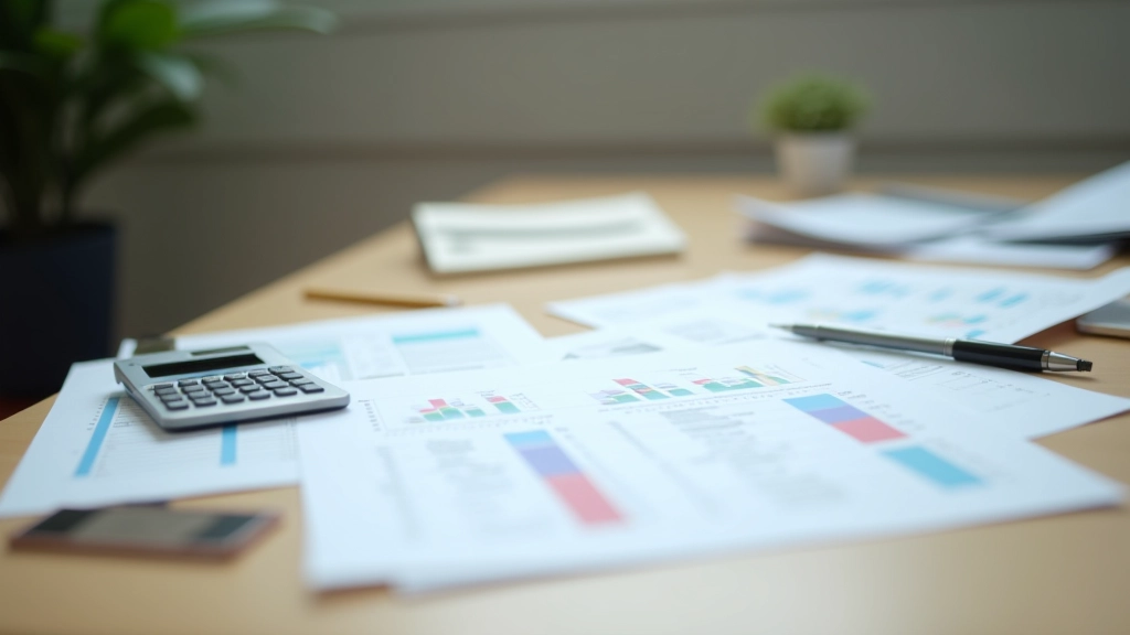 Financial planning workspace with budgeting materials and tools