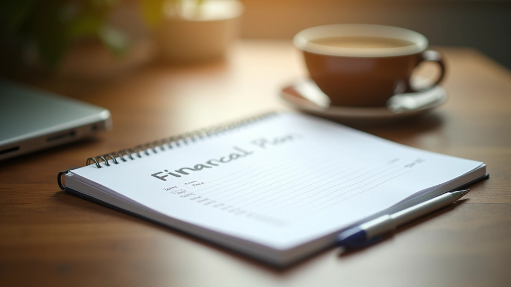 Handwritten financial plan with debt payoff schedule and monthly targets on notebook, personal money strategy