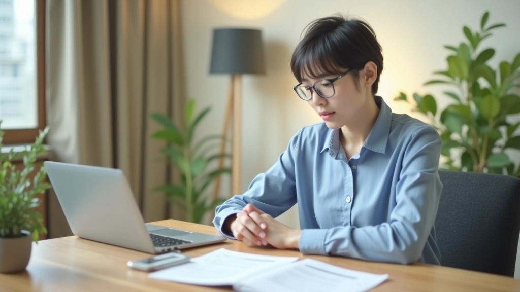 Person reviewing personal budget and financial goals at home office desk with notebook and calculator