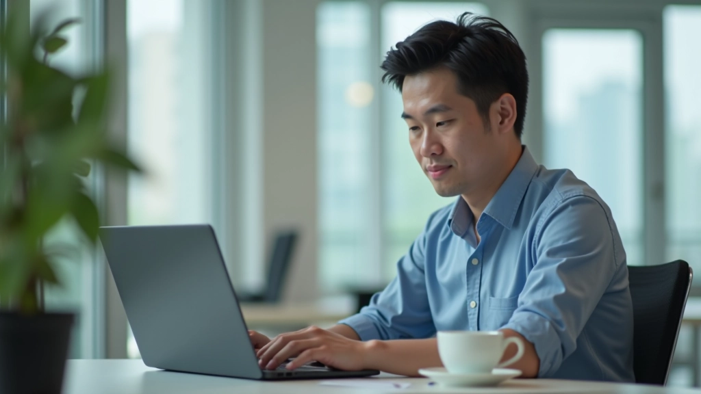 Person at desk using financial tracking software on laptop to monitor income patterns and expense trends
